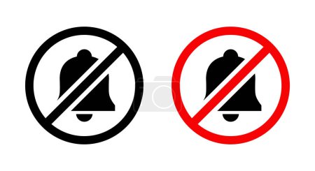 No bell sign icon vector. Mute notification symbol