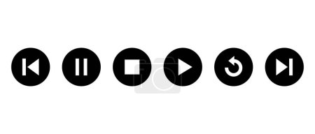 Play, stop, pause, replay, previous, and next track icon vector. Video streaming elements