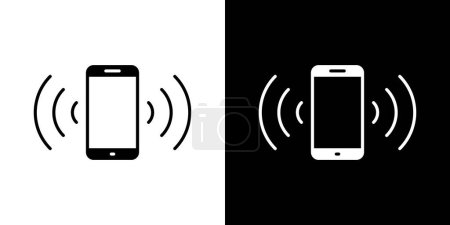 Ilustración de Phone with signal wave icon. Cellphone vibrate concept - Imagen libre de derechos