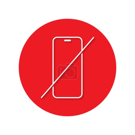 Turn off smartphone icon with shadow. No phone sign. Cellphone ban concept