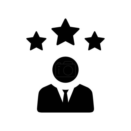 Geschäftsmann Avatar-Symbol mit drei Sternen. Mitarbeiter-Silhouette-Feedback-Konzept