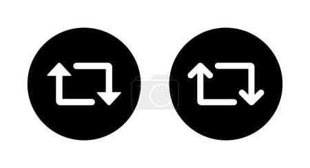 Repeat, repost icon on black circle. Retweet arrow concept