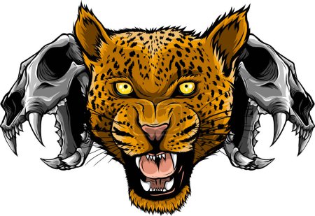 Téléchargez les illustrations : Tête de léopard dans le vecteur, Panthera pardus, grand chat, animal sauvage - en licence libre de droit