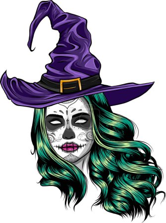 Illustration for Pretty witch Vector hand drawn illustration - Royalty Free Image