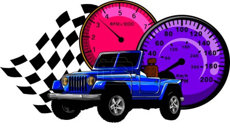Illustration for Hunter car jeep vector illustration on white background. - Royalty Free Image