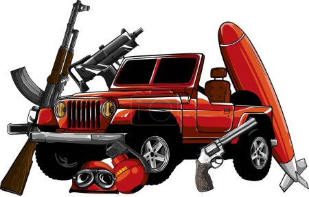 Ilustración de Ilustración vectorial del vehículo militar con ametralladora montada - Imagen libre de derechos