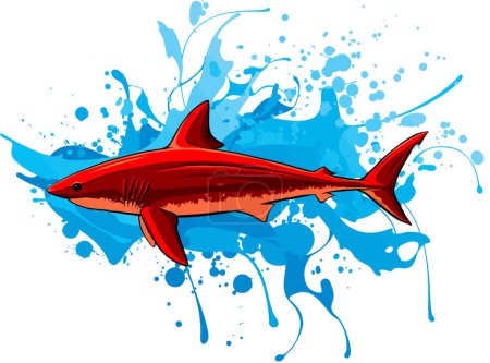Téléchargez les illustrations : Illustration vectorielle de dessin animé de requin blanc - en licence libre de droit