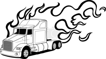 Illustration for Monochrome semi truck vector illustration - Royalty Free Image