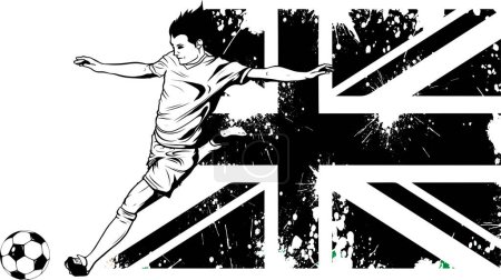 Illustration for Soccer player kicking ball. Vector illustration - Royalty Free Image