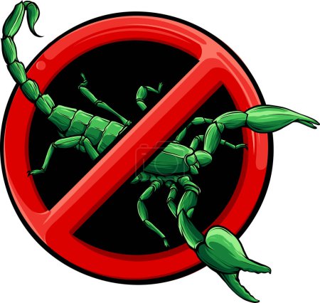 Ilustración de Ilustración de escorpiones prohibidos sobre fondo blanco - Imagen libre de derechos