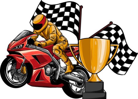illustration of superbike with race flag
