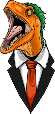Illustration for Illustration of dinosaur in suit on white background - Royalty Free Image