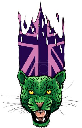 Illustration for Illustration of leopard head with british flag - Royalty Free Image