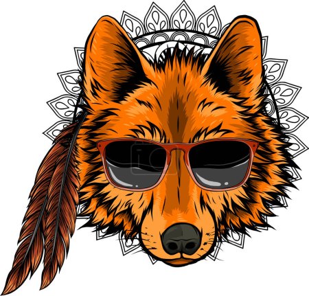 Illustration for Illustration of wolf head with sunglasses - Royalty Free Image