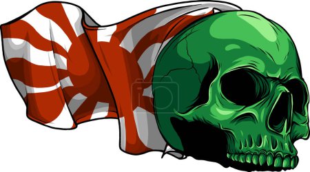 Téléchargez les illustrations : Illustration du crâne avec drapeau japonais - en licence libre de droit