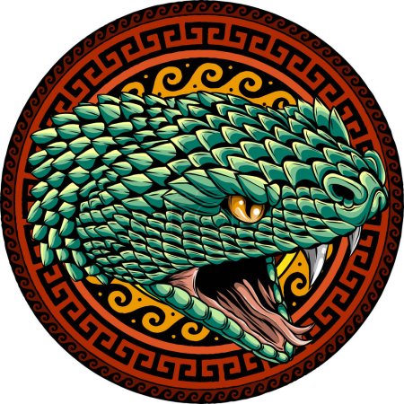 Ilustración de Ilustración de cabeza de serpiente con mandala. - Imagen libre de derechos