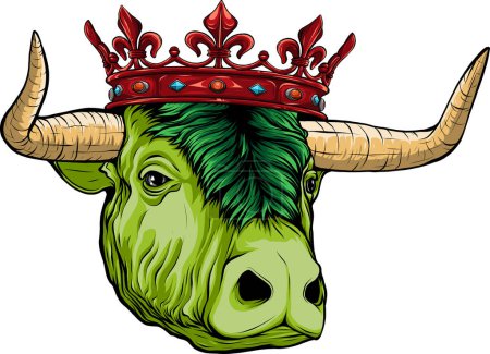 Illustration for Illustration of head bull with a crown - Royalty Free Image