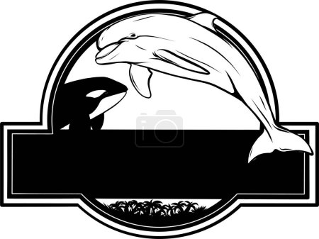Illustration for Illustration of monochrome Delphine logo - Royalty Free Image