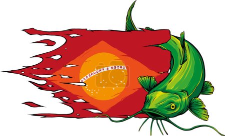Illustration for Cartoon colored catfish vector illustration - Royalty Free Image