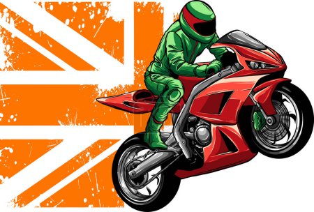 Illustration for Sportbike racer vector riding fast - Royalty Free Image
