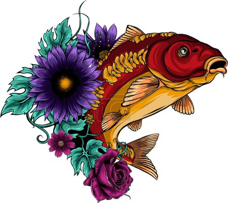 Illustration vectorielle de poisson de carpe colorée