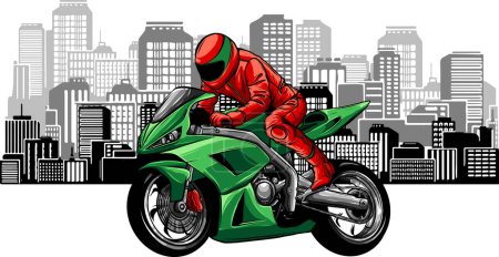 Téléchargez les illustrations : Sportbike racer vecteur équitation rapide - en licence libre de droit
