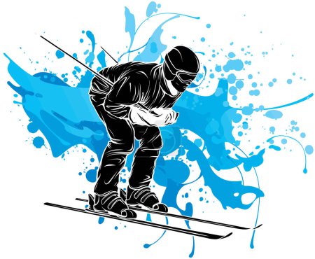 Téléchargez les illustrations : Illustration de ski homme dessin coloré - en licence libre de droit