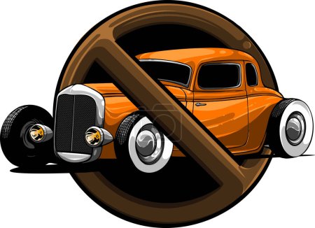 Téléchargez les illustrations : Dessin d'illustration vectorielle de voiture hot rod - en licence libre de droit