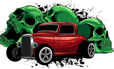 Illustration for Draw of hot rod car vector illustration - Royalty Free Image