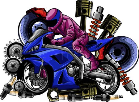 Téléchargez les illustrations : Sportbike racer vecteur équitation rapide - en licence libre de droit