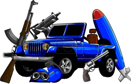 Illustration for Vector military vehicle with mounted machine gun - Royalty Free Image