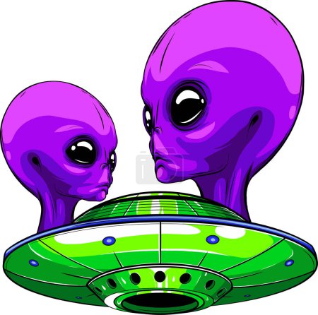 Ilustración de Cute Alien UFO Cartoon Vector Illustration. - Imagen libre de derechos