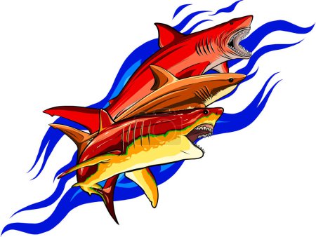 Ilustración de Tiburones colección vector ilustración diseño - Imagen libre de derechos