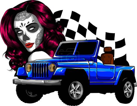 Illustration for Vector military jeep drawing, Silhouette of jeep - Royalty Free Image