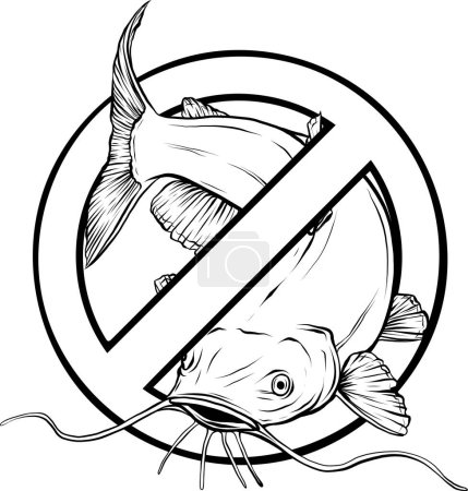Illustration for Black and white. Vector sketch of a fish - Royalty Free Image