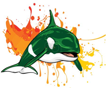 Ilustración de Espíritu de ballena asesino Orca saltando Vector ilustración - Imagen libre de derechos