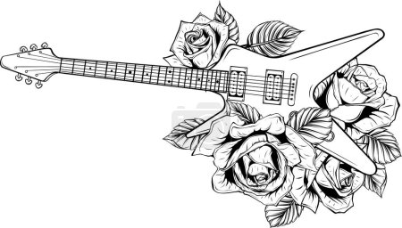 Illustration for Outline electric guitar line art - Royalty Free Image