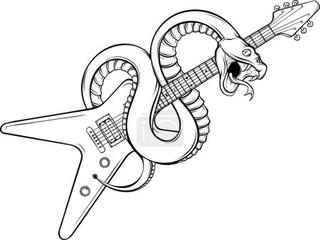 Ilustración de Contorno línea de guitarra eléctrica arte - Imagen libre de derechos