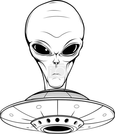 Vector contorno cabeza alienígena vector ilustración