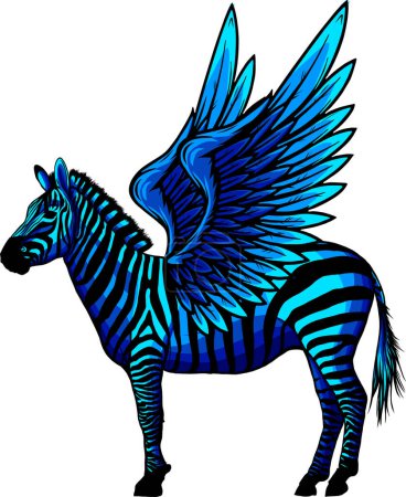 Ilustración de Ilustración de Cebra linda con alas. Aislado sobre fondo blanco - Imagen libre de derechos