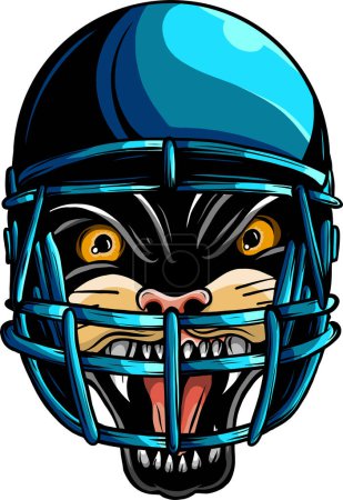 Illustration for Panthers football mascot face wearing facemask on white background - Royalty Free Image
