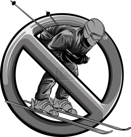 Téléchargez les illustrations : Illustration de l'interdiction de ski sur fond blanc - en licence libre de droit
