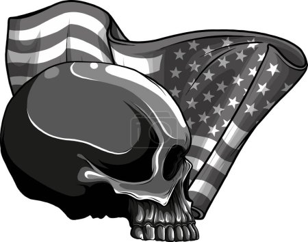 Illustration for Illustration of American flag with skull - Royalty Free Image