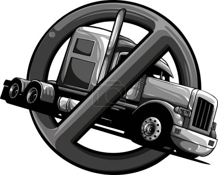 Téléchargez les illustrations : Illustration vectorielle d'aucun panneau de camion sur fond blanc. tirage au sort numérique - en licence libre de droit