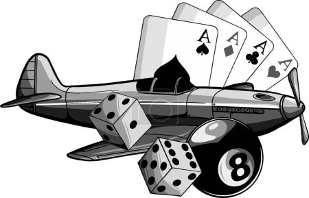 Illustration for Illustration of fighter airplane with pub game - Royalty Free Image