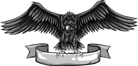 Téléchargez les illustrations : Mascotte d'aigle saisir le ruban - en licence libre de droit