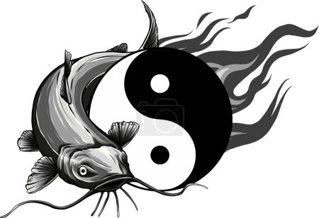 Illustration for Illustration of Catfish with yin yang - Royalty Free Image