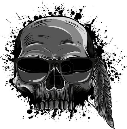 illustration of Skull with sunglasses on white background