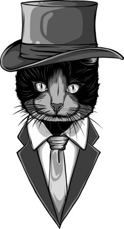 Téléchargez les illustrations : Illustration de chat en costume sur fond blanc - en licence libre de droit