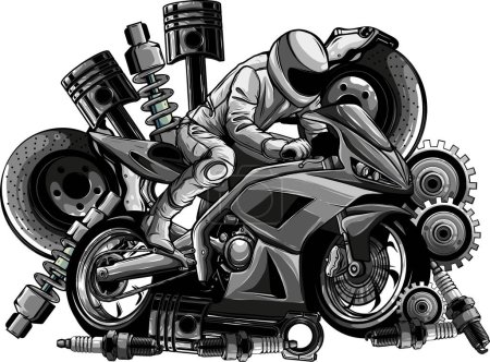 Illustration for Illustration of motorbike with Spares design - Royalty Free Image